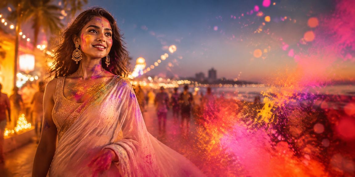 Chennai Marina Beach with festive atmosphere representing balance and well-being